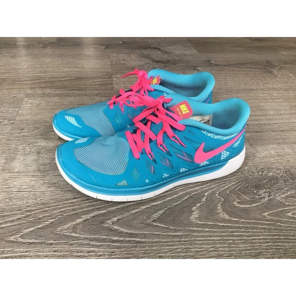 Nike Free 5.0 (GS) Blue Youth Size 5Y Girls Running Sneakers 644446-401 Shoes